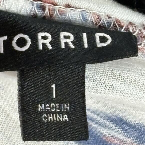 Torrid Womes Dress Maxi Cotton Slub Babydoll Beach Tropical Floral Palm 1X - Picture 4 of 5